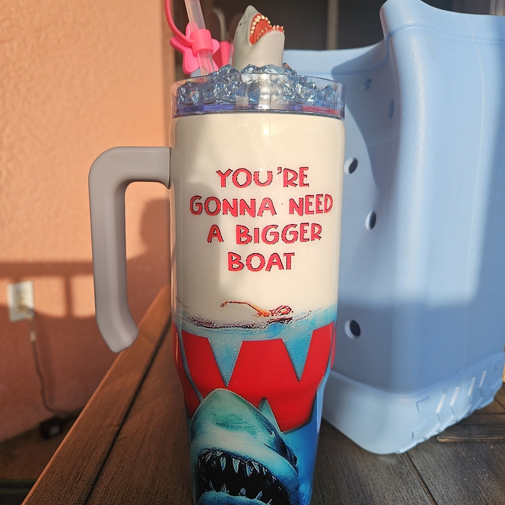 Jaws Themed Tumbler with Straw